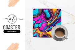 Colorful Abstract Swirls Square Coaster Png Design Product Image 1