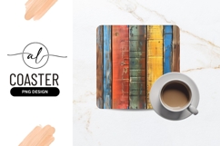 Colorful Distressed Wood Planks Square Coaster Png Product Image 1