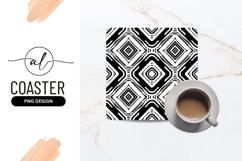 Black And White Geometric Square Coaster Design Product Image 1