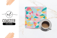 Pastel Colored Geometric Square Coaster Png Design Product Image 1
