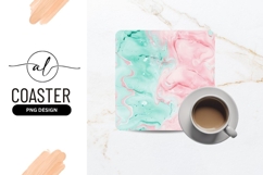 Pink Mint Swirl Abstract Square Coaster Png Product Image 1