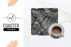 Fractured Dark Stone Texture Square Coaster Png Product Image 1