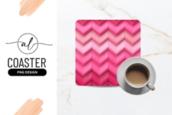 Pink Chevron Square Coaster Png Background Product Image 1