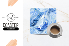 Abstract Blue and White Swirls with Gold Outlines Product Image 1