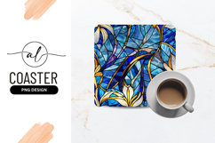 Stained Glass Floral Design in Blue and Gold with Abstract Product Image 1