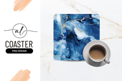 Abstract Blue and White Swirls with Gold Veins Decorative Product Image 1