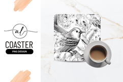 Black and white bird and floral pattern illustration Product Image 1