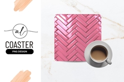Pink Glossy Tiles In A Herringbone Pattern Product Image 1