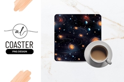 Celestial Galaxy Seamless Pattern Design Square Coaster Product Image 1