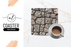 Weathered Stone Wall Texture Square Coaster Png Product Image 1