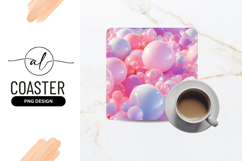 Pink And Purple Glossy Spheres Square Coaster Png Product Image 1