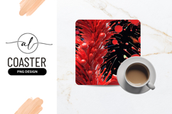 Abstract Red Explosion Square Coaster Png Product Image 1