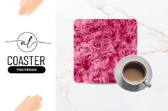 Pink Feather Texture Square Coaster Png Product Image 1
