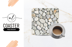 Elegant White Stones Background Square Coaster Png Product Image 1
