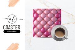 Pink Quilted Leather Texture Square Coaster Png Product Image 1