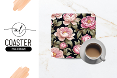Pink Peony Floral Pattern Dark Background Art Product Image 1