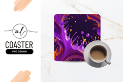 Abstract Purple Orange Paint Splash Square Coaster Product Image 1