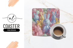 Pastel Bunny Bunch Easter Square Coaster Png Product Image 1