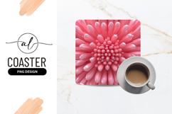 Glossy Pink Flower Close Up Square Coaster Product Image 1
