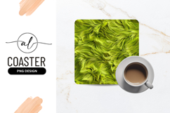 Abstract Lime Green Fiber Texture Background Square Coaster Product Image 1