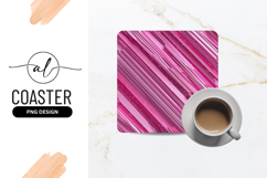 Pink Metallic Stripes Square Coaster Design Product Image 1