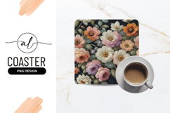 Floral Still Life Painting Square Coaster Png Product Image 1