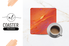Orange Paint Splatter Abstract Square Coaster Png Product Image 1