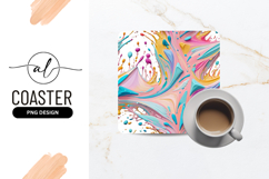 Colorful Paint Splashes Abstract Square Coaster Design Product Image 1