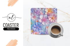 Pastel Floral Pattern For Square Coaster Design Product Image 1