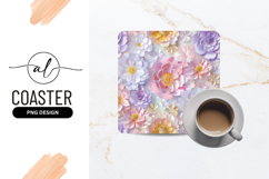 Floral Pattern For Square Coaster Pastel Hues Product Image 1