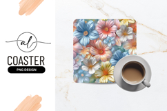 Colorful Floral Pattern For Square Coaster Design Product Image 1