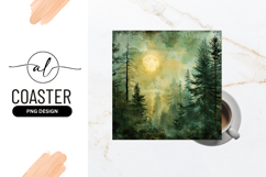 Mystical Forest Moonlight Scene For Square Coaster Product Image 1