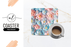Pastel Flower Arrangement For Square Coaster Designs Product Image 1