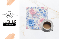 Pastel Floral Pattern Square Coaster Design Product Image 1