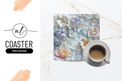 Elegant Floral Art Nouveau Square Coaster Design Product Image 1