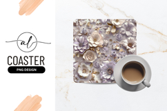 Floral Background Square Coaster Elegant Decoration Product Image 1