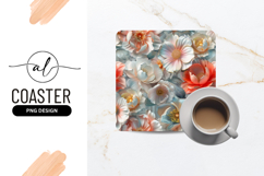 Elegant Floral Pattern Perfect For Square Coaster Product Image 1