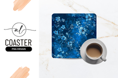 Blue Floral Seamless Pattern For Square Coaster Product Image 1