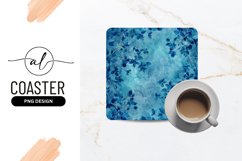 Blue Floral Pattern Texture Square Coaster Design Product Image 1