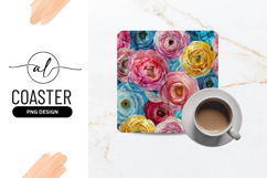 Colorful Floral Pattern For Square Coaster Design Product Image 1