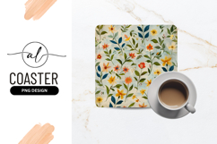 Floral Pattern With Leaves Square Coaster Product Image 1