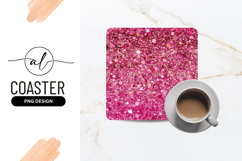 Pink Glitter Texture Glamorous Square Coaster Design Product Image 1