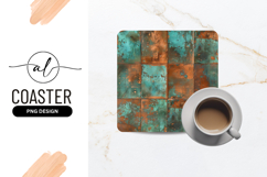 Copper Patina Square Coaster Tile Texture Pattern Product Image 1