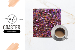 Purple And Brown Glitter Square Coaster Design Product Image 1