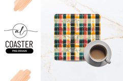 Grunge Plaid Pattern Design Square Coaster Theme Product Image 1