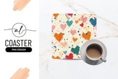 Colorful Painted Hearts and Splatters on Cream Background Product Image 1