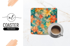Watercolor Floral Pattern with Orange Yellow and Teal Flower Product Image 1