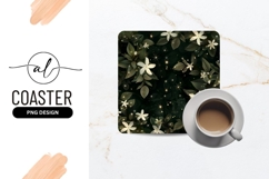 White Flowers and Green Leaves with Golden Sparkles Product Image 1