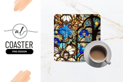 Ornate Stained Glass Window Square Coaster Png Product Image 1