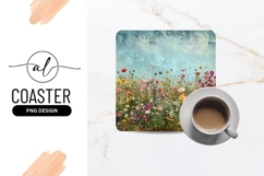 Colorful Wildflower Meadow Against a Textured Blue Sky Product Image 1